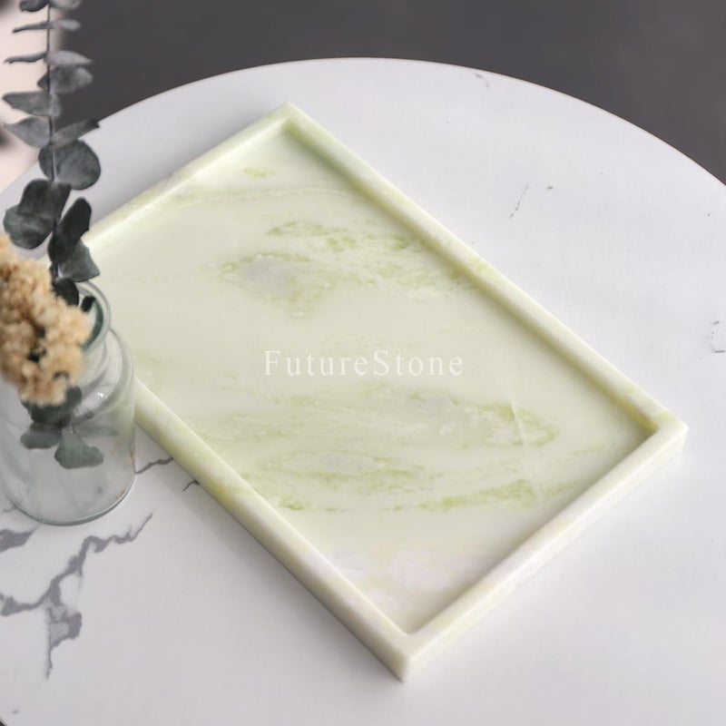 Future stone Real Luxurious Natural Marble Vanity Tray Genuine Marble Storage Tray for Home Decor Stone Tray for Bathroom/Kitchen/Vanity/Dresser,Plate Holder for Tissues, Candles, Towel - Image 5